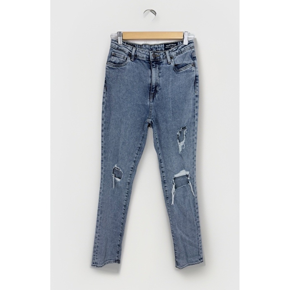 Buffalo Jayden Straight Leg Jeans Womens 28 Blue Distressed High Rise Denim